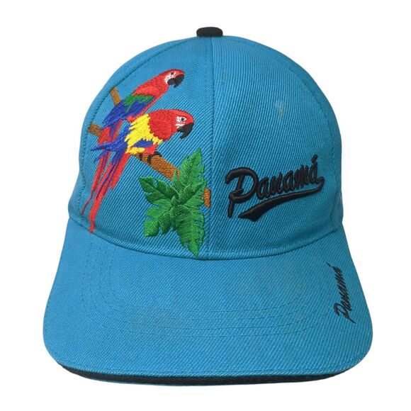 Panaman Strapback Hat Blue One Size Adjustable Embroidered Parrot Mega Sport - Picture 1 of 8
